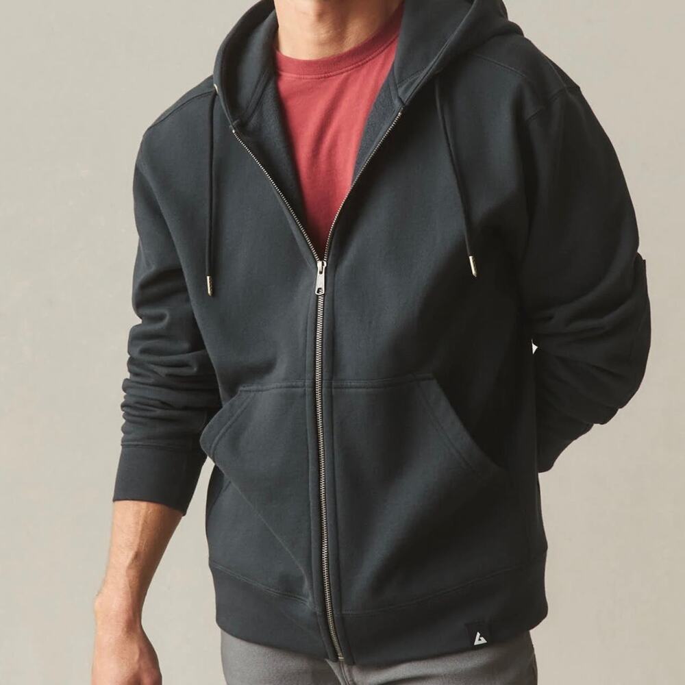 American Giant Full Zip Heavyweight Relaxed Hoodie Sweatshirt Men's Small Black